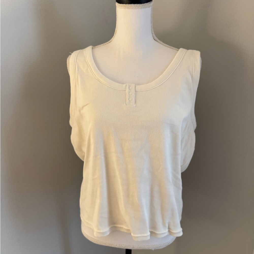 Papinelle Ribbed Shelf Bra Tank with snaps size 3XL Cream/Off White